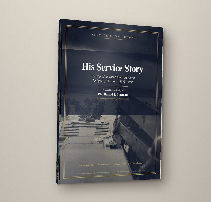 Service Story Books hardcover, front cover (sample: 16th Infantry Regiment, WWII)