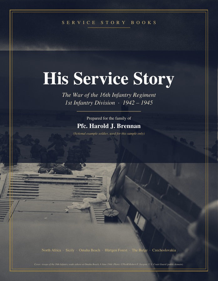Sample book cover, prepared for a fictional example soldier
